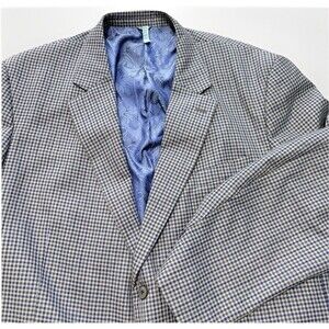 Oak Hill Men's Size 3XLT 54R/56R Windowpane Check Blazer Blue/Black Sports Coat